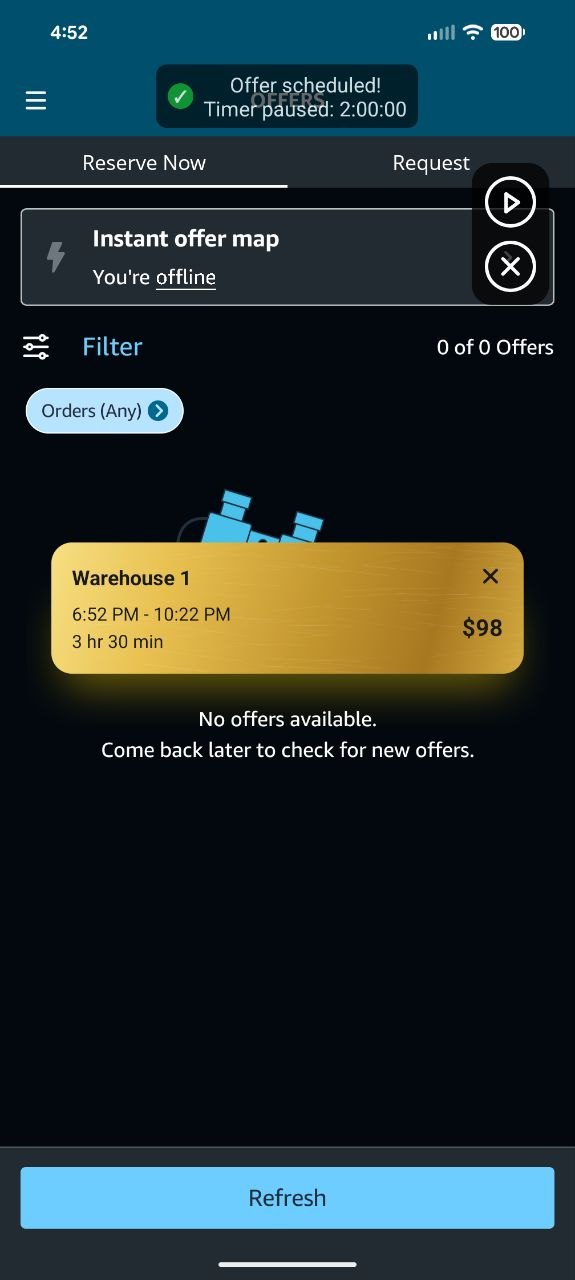 Gold confirmation card after successful grab